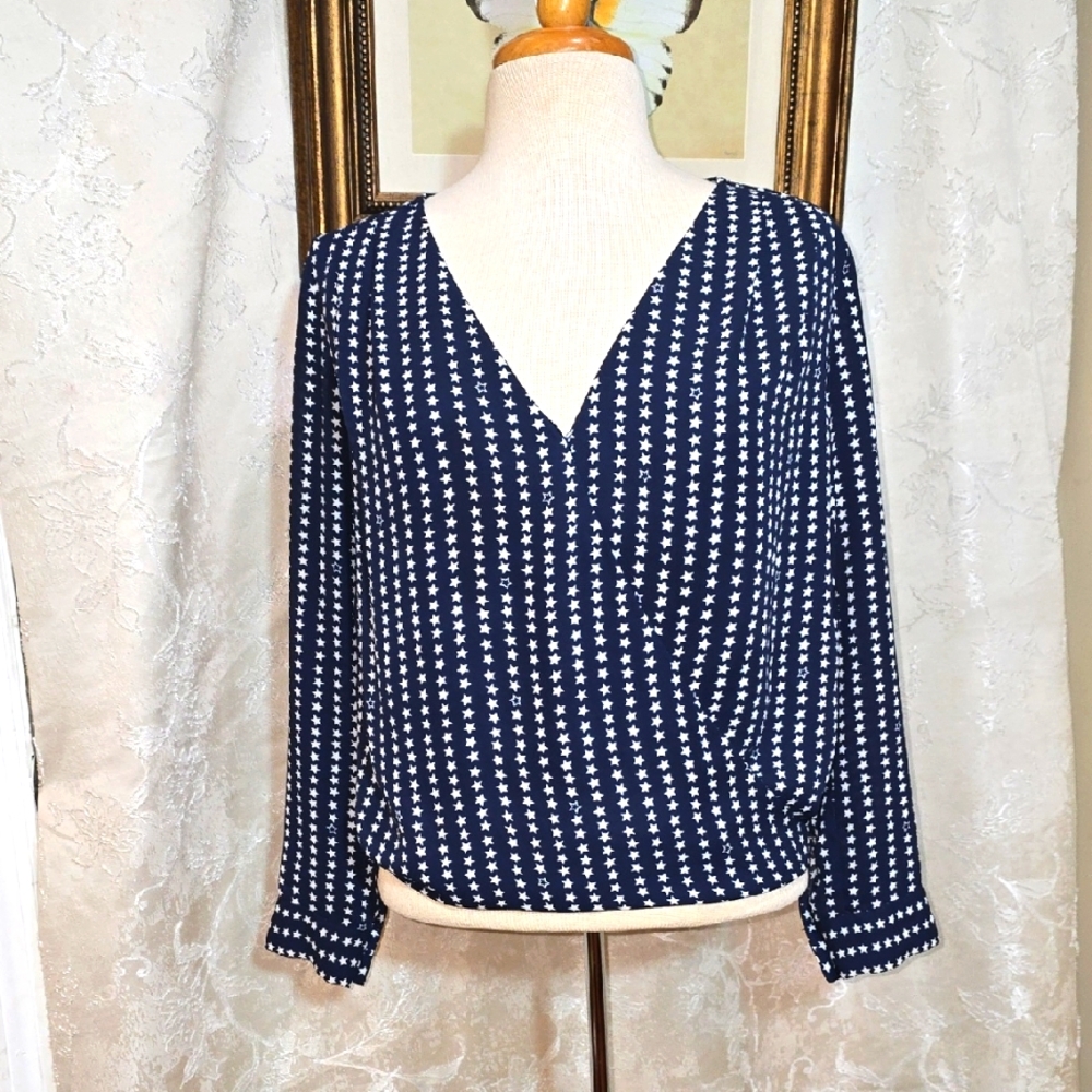 H&M Navy Blue Star Print Blouse